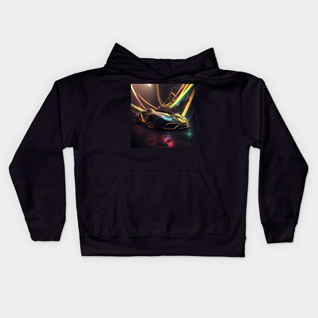 Lamborghini Sports Car Kids Hoodie by AI Created Artwork